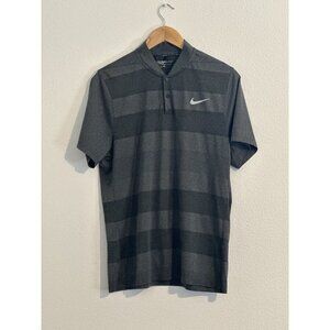Nike Golf Polo Shirt Men's Large Gray Blade Collar Snap Button Short Sleeve